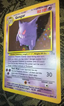 Pokemon Gengar Fossil 5/62 Holo Rare Card Wizards of the Coast Vintage - Image 3