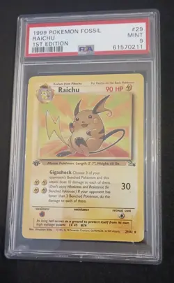 Pokemon Fossil 1st Edition Raichu 29/62 PSA 9 - Image 1