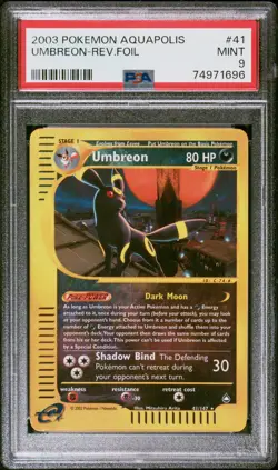2003 POKEMON AQUAPOLIS #41 UMBREON-REVERSE FOIL PSA 9 - Image 1
