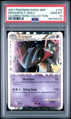 2021 Pokemon SWSH BSP Celebrations Collection #132 Dragapult Holo PSA 10 - Image 1