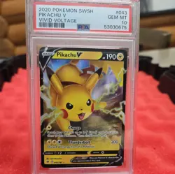 2020 Pokemon Vivid Voltage #043 Pikachu V PSA 10 Gem Mint - Image 1