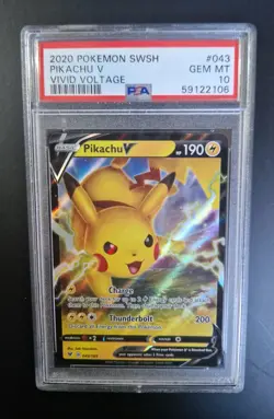Pikachu V 043/185 PSA 10 Vivid Voltage Rare Pokemon Card Gem Mint TCG SWSH - Image 1