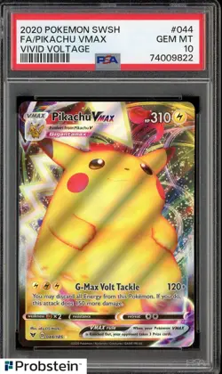 2020 Pokemon SWSH Vivid Voltage #044 Pikachu Vmax FA PSA 10 GEM MINT TCG - Image 1