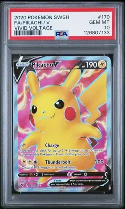 Pokemon Pikachu V Full Art Vivid Voltage 170/185 PSA 10 Gem Mint TCG - Image 1