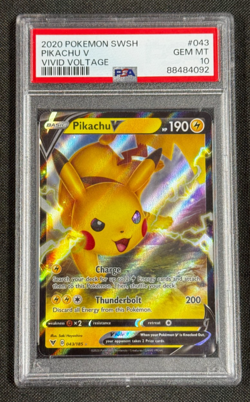 Pikachu V PSA 10 GEM MT 2020 Pokemon SWSH Vivid Voltage #043/185 - Image 1