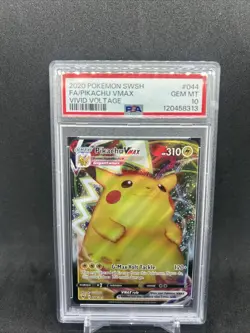 PSA 10 GEM MINT Pikachu VMAX - 044/185 Vivid Voltage Ultra Rare Pokemon TCG - Image 1