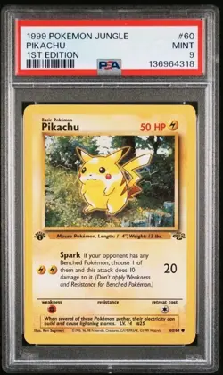 PSA 9 MINT Pokemon 1st Edition Jungle Pikachu 60/64 - Image 1