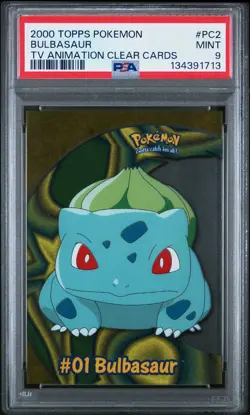 2000 Topps Pokemon TV Animation Clear Cards Bulbasaur #PC2 PSA 9 - Image 1