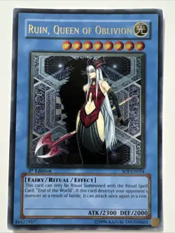 Yugioh Ruin, Queen of Oblivion SOI-EN034 Ultimate Rare 1st Ed - Image 1