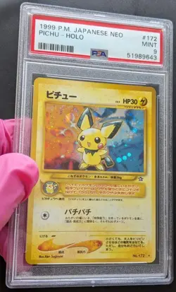 ✅ PSA 9 Pichu No. 172 Neo Genesis Pokemon Karte Holo 12/111 Baby Pikachu - Image 1