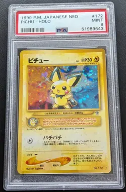 ✅ PSA 9 Pichu No. 172 Neo Genesis Pokemon Karte Holo 12/111 Baby Pikachu - Image 2