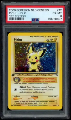 Pichu 12/111 Neo Genesis 1st Edition PSA 6 Holo - Pokemon Card - - Image 1