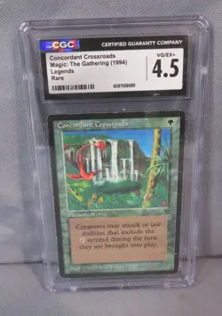 CONCORDANT CROSSROADS Legends Rare 1994 MTG Magic Card Grade CGC 4.5 VG/EX+ - Image 1