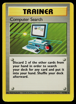 Pokemon TCG Computer Search Base Set 71/102 Regular Unlimited Rare MISCUT ERROR - Image 1