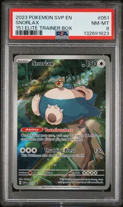 2023 POKEMON SVP EN-SV BLACK STAR PROMO 151 ELITE TRAINER BOX #051 SNORLAX PSA 8 - Image 1