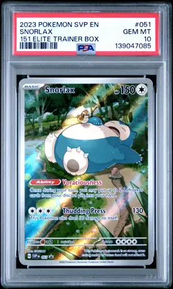 2023 POKEMON SVP EN-SV BLACK STAR PROMO 151 ELITE TRAINER BOX SNORLAX PSA 10 - Image 1