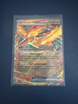 3 x Stamped Pokemon TCG Team Rocket's Moltres ex Destined Rivals UPC Promo Cards - Image 2