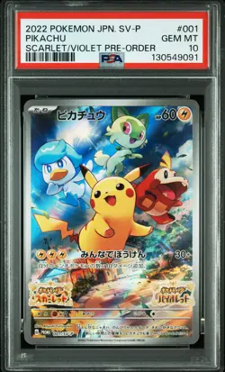 PSA 10 Pikachu Promo 001/SV-P Scarlet Violet 2022 Pokemon Card Japanese - Image 1