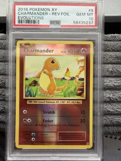 Pokemon TCG Charmander Evolutions Reverse Holo Card 9/108 PSA 10 Gem Mint - Image 1