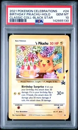 2021 POKEMON CELEBRATIONS CLASSIC COLL #24 BIRTHDAY PIKACHU-HOLO PSA 10 - Image 1