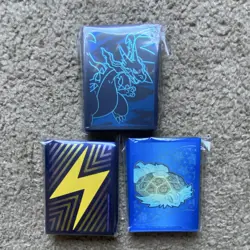 Pokemon Card Sleeves Charizard Blastoise Blue Yellow for TCG - Image 1