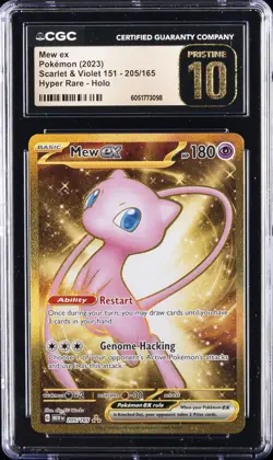 2023 POKEMON SCARLET & VIOLET 151 HYPER RARE HOLO #205 MEW EX CGC 10 PRISTINE - Image 1