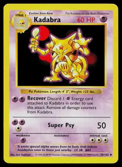 Pokemon Card - Kadabra Base Set (Shadowless) 32/102 Uncommon - Image 1