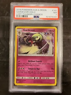 2018 Pokemon Sun & Moon Lost Thunder Cosmos Gardevoir Holo #141 PSA 7 - Image 1