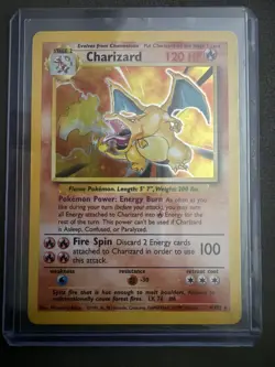 Pokemon TCG Charizard Base Set Holo 4/102 Unlimited Rare Vintage Good Condition - Image 1