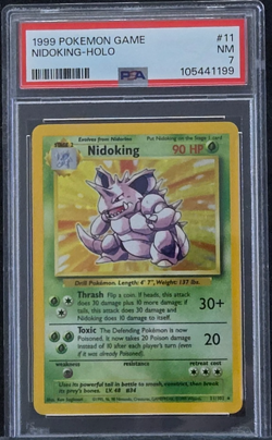 1999 Pokemon Nidoking Holo 11/102 Base Set PSA 7 - Image 1