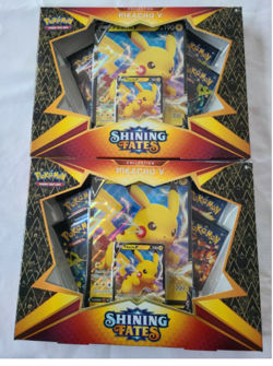 Pokemon TCG Shining Fates Pikachu V Collection Box Set Lot of 2 820650828690 - Image 1