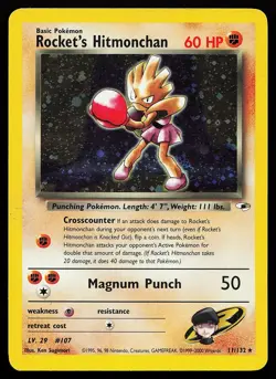 Rocket's Hitmonchan 11/132 Holo Rare Gym Heroes Pokemon Card - Image 1