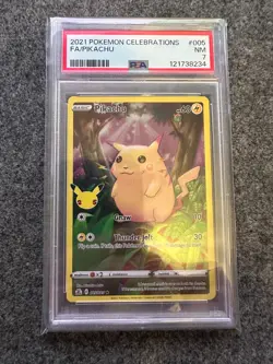 Pokemon Pikachu TCG Holo Full Art Rare Card 005/025 2021 Celebrations PSA 7 - Image 1