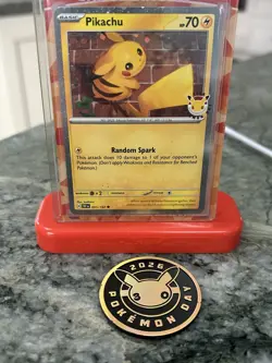 2026 Pikachu 051/162 Pokemon Day 30th Anniversary Stamped Promo TCG Plus Coin - Image 1