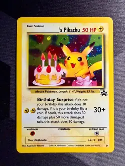 ______'s Pikachu "Birthday Pikachu" 24/53 Wotc Promo Holo LP / NM - Image 2