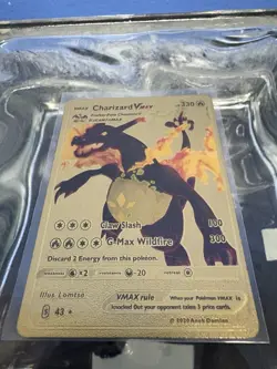 Charizard VMax Pokemon Rare Gold Foil Fan Art Card S #43 - Image 1
