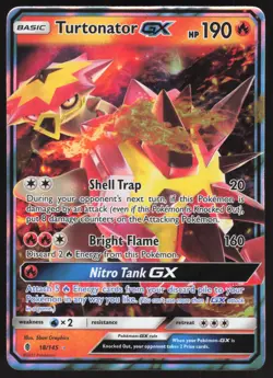 Pokemon Turtonator GX Holo Ultra Sun & Moon Guardians Rising 18/145 NEAR MINT - Image 1