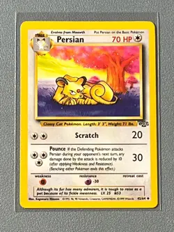 Pokemon - 1999 Jungle Set Unlimited - Persian 42/64 - Evolved Meowth Vintage - Image 1