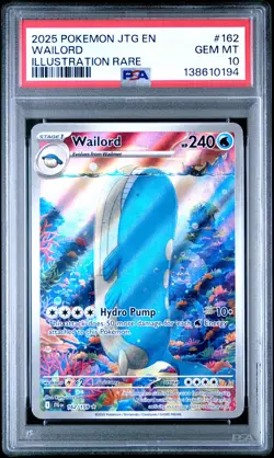 2025 POKEMON JTG EN-JOURNEY TOGETHER ILLUSTRATION RARE #162 WAILORD PSA 10 - Image 1