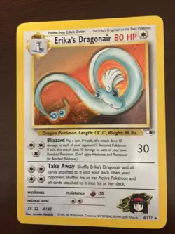 Pokemon TCG Erika's Dragonair Holo Rare Gym Heroes 4/132 Vintage 2000 - Image 1