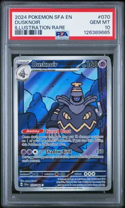 2024 Pokemon Sfa EN-Shrouded Fable Dusknoir Illustration Rare PSA 10 #070 - Image 1