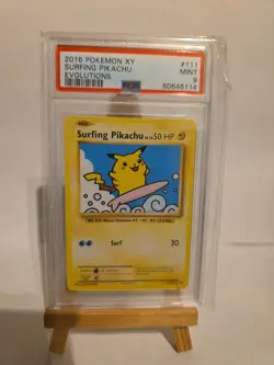 2016 Pokemon XY Evolutions Surfing Pikachu 111/108, PSA 9 Gem Mint - Image 1