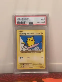 2016 Pokemon XY Evolutions Surfing Pikachu 111/108, PSA 9 Gem Mint - Image 1