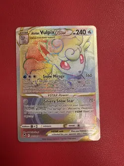 Pokemon TCG Alolan Vulpix VSTAR Silver Tempest Holo Card 197/195 Secret Rare - Image 1
