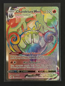 Chandelure VMAX Rainbow 265/264 Full Art Fusion Strike Secret Rare Pokemon TCG - Image 1