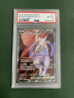 Team Rocket's Mewtwo ex 213/182 Pokemon Destined Rivals Full Art PSA 10 - Image 1