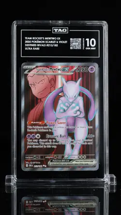 2025 Pokemon Team Rocket's Mewtwo ex Destined Rivals 213/182 UR TAG GEM MINT 10 - Image 1