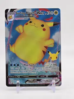 Surfing Pikachu Vmax 009/025 Celebrations NM Full Art Ultra Rare Pokemon Card - Image 1