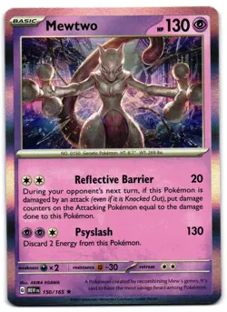 Mewtwo 150/165 - 151 Rare Pokemon TCG Holo - M/LP Card - Image 1