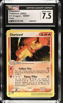 CGC 7.5 NEAR MINT+ Charizard 100/97 SECRET RARE HOLO EX Dragon Pokemon Card 001 - Image 1